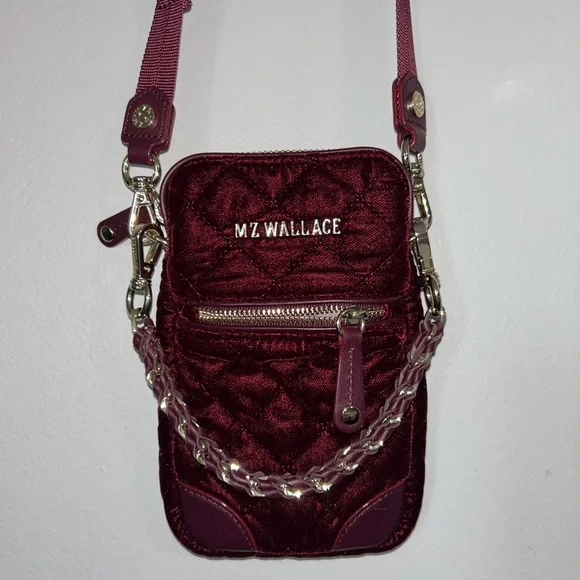 MZ Wallace Burgundy Velvet Crossbody Bag - Picture 2 of 8